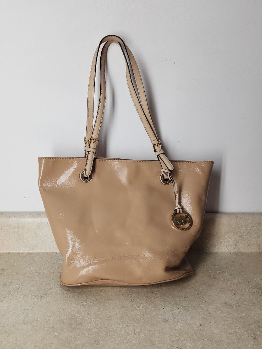 Michael Kors shopper Tote shoulder Bag neutral tan potent leather